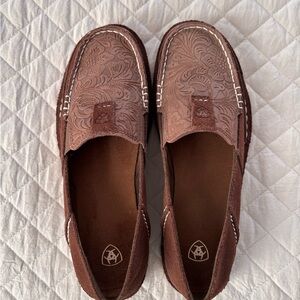 Ariat Brown Embossed Leather Flats